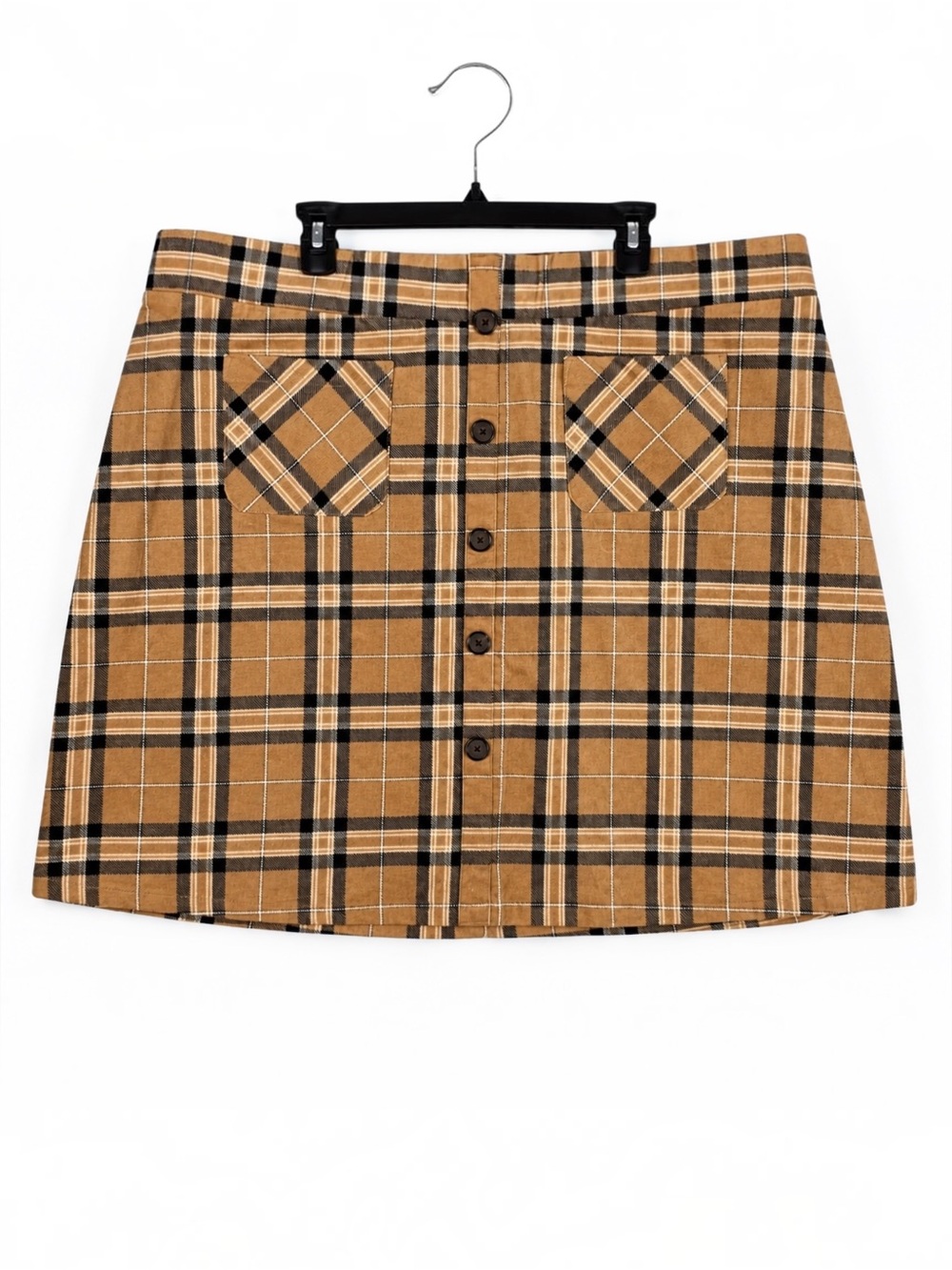 Torrid 3X Brown Plaid Corduroy Mini Skirt Button Front NWOT